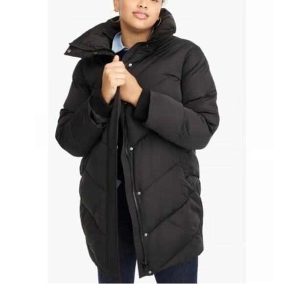 NWT Universal Standard X J Crew Black Long Puffer Coat Jacket Women's Size 3X - Picture 1 of 11